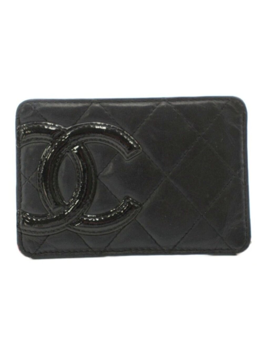 Chanel Cambon Line CC Logo Card Case Leather Black